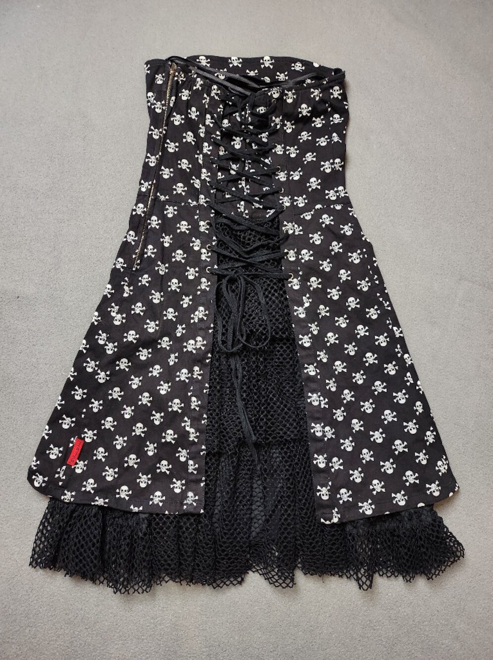 Tripp NYC Skull Fishnet Corset Dress Y2K Goth S